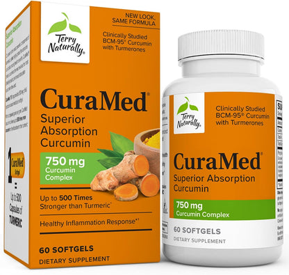 Terry Naturally CuraMed 750 mg Curcumin Complex - 30 Softgels - Superior Absorption BCM-95 - Non-GMO, Gluten Free, Halal - 30 Servings