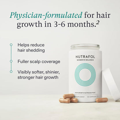 Nutrafol Women's Balance Hair Growth Supplements, Ages 45 and Up, Clinically Proven for Visibly Thicker Hair and Scalp Coverage, Dermatologist Recommended - 1 Month Supply