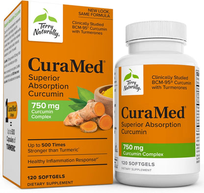 Terry Naturally CuraMed 750 mg Curcumin Complex - 30 Softgels - Superior Absorption BCM-95 - Non-GMO, Gluten Free, Halal - 30 Servings