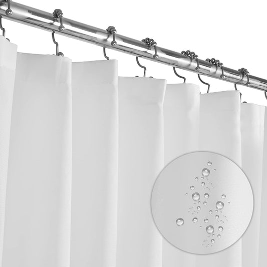 LiBa Fabric Shower Curtain, White Shower Curtain, Heavy Duty, Hotel Style, Water Repellent, Soft Cloth Shower Curtain, 72 x 72 Inches(White)