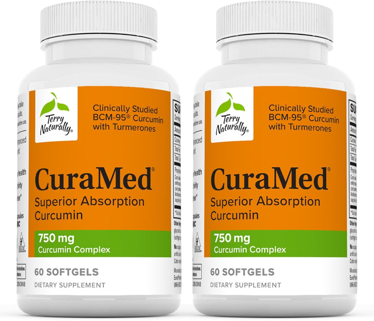 Terry Naturally CuraMed 750 mg Curcumin Complex - 30 Softgels - Superior Absorption BCM-95 - Non-GMO, Gluten Free, Halal - 30 Servings