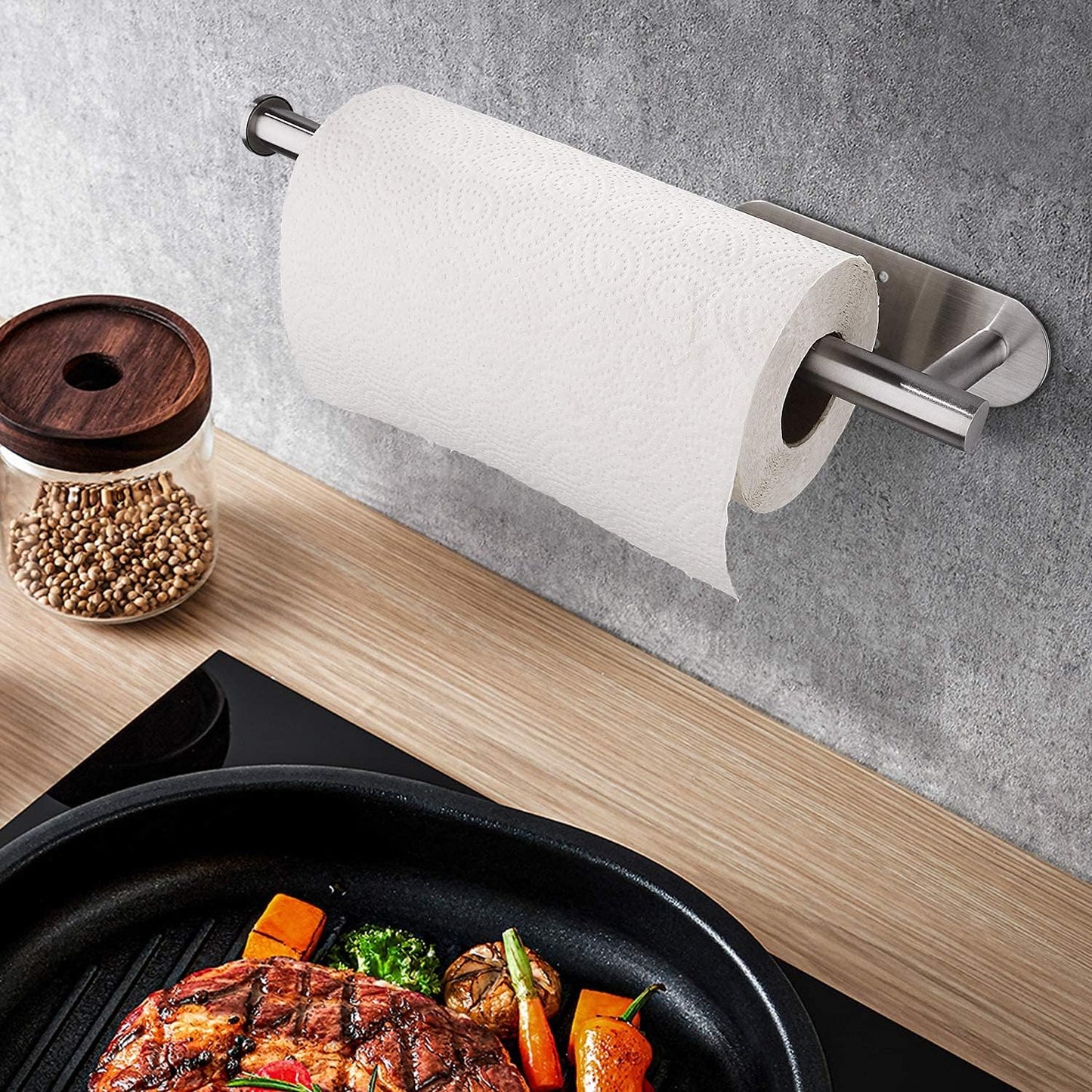 Paper Towel Holders for Kitchen,Paper Towels Bulk- Self-Adhesive Under Cabinet,Both Available in Adhesive and Screws,Stainless Steel